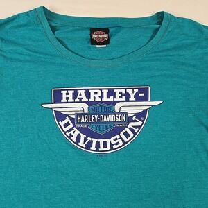 Harley Davidson Womens Size XL T-shirt Tuscaloosa T Town Turquoise